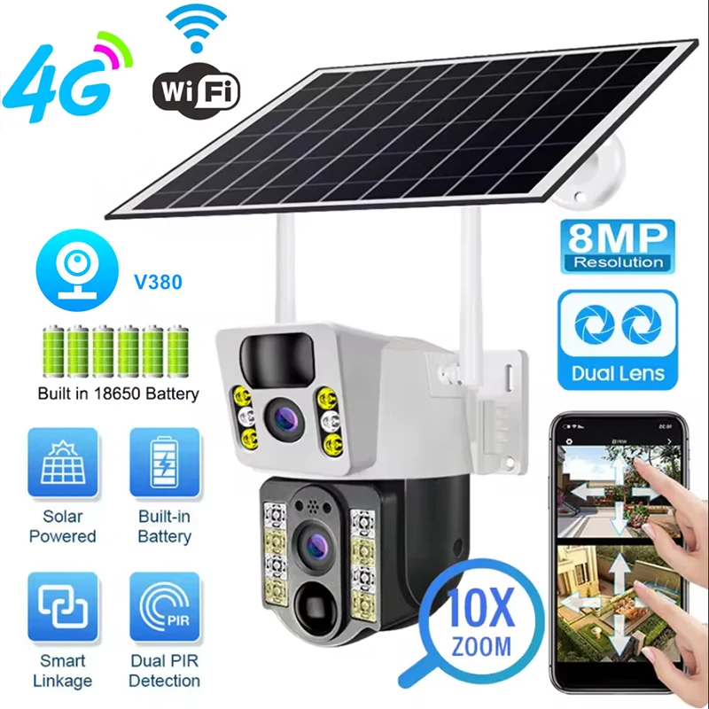 8PM Solar Camera 4K Dual Lens  - Night Vision Camera Wifi 4G recension och pris