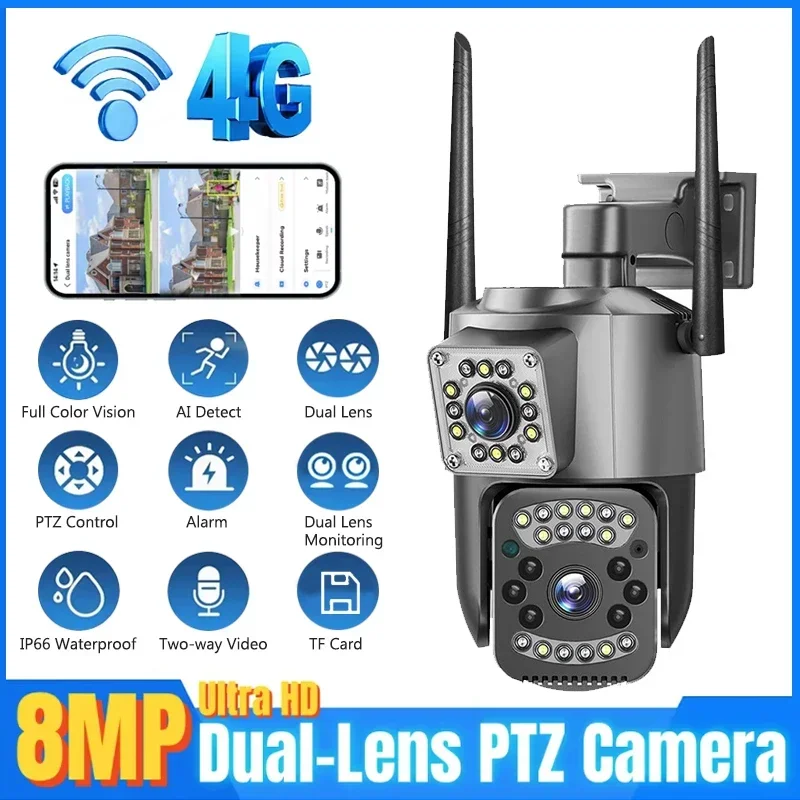 8MP WIFI IP Camera 4K PTZ Dual - Night Vision Camera Wifi 4G recension och pris