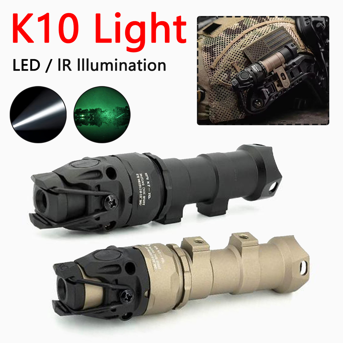 MICH2000 ARC Helmet KIJI K10 I - Ir Illuminator 850Nm Flashlight recension och pris